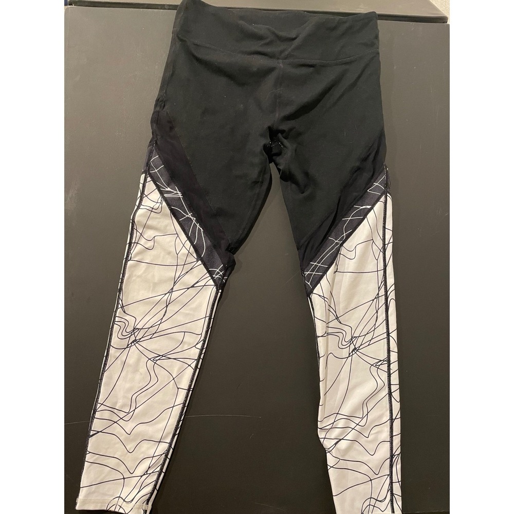 Fabletics Womens Black White Geometric Print Athletic Leggings Size L